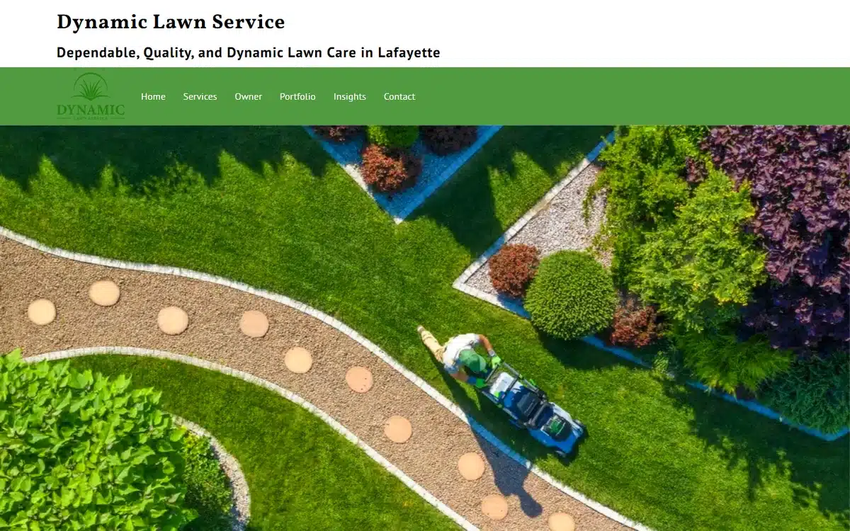 Dynamic Lawn Service lawn care website homepage