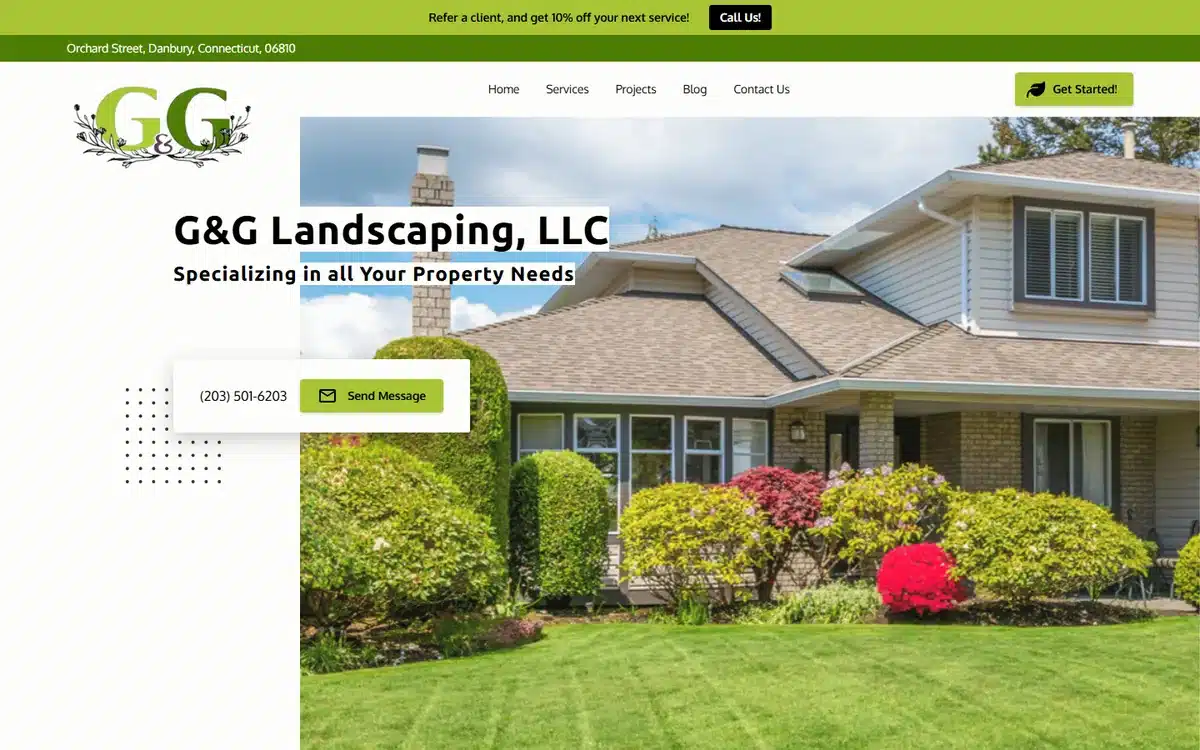 GYG Landscaping full-service landscaping website homepage