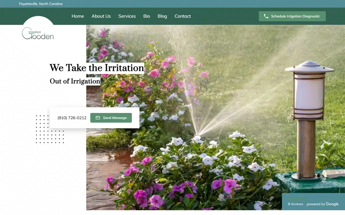 Gooden Irrigation irrigation and sprinkler website homepage