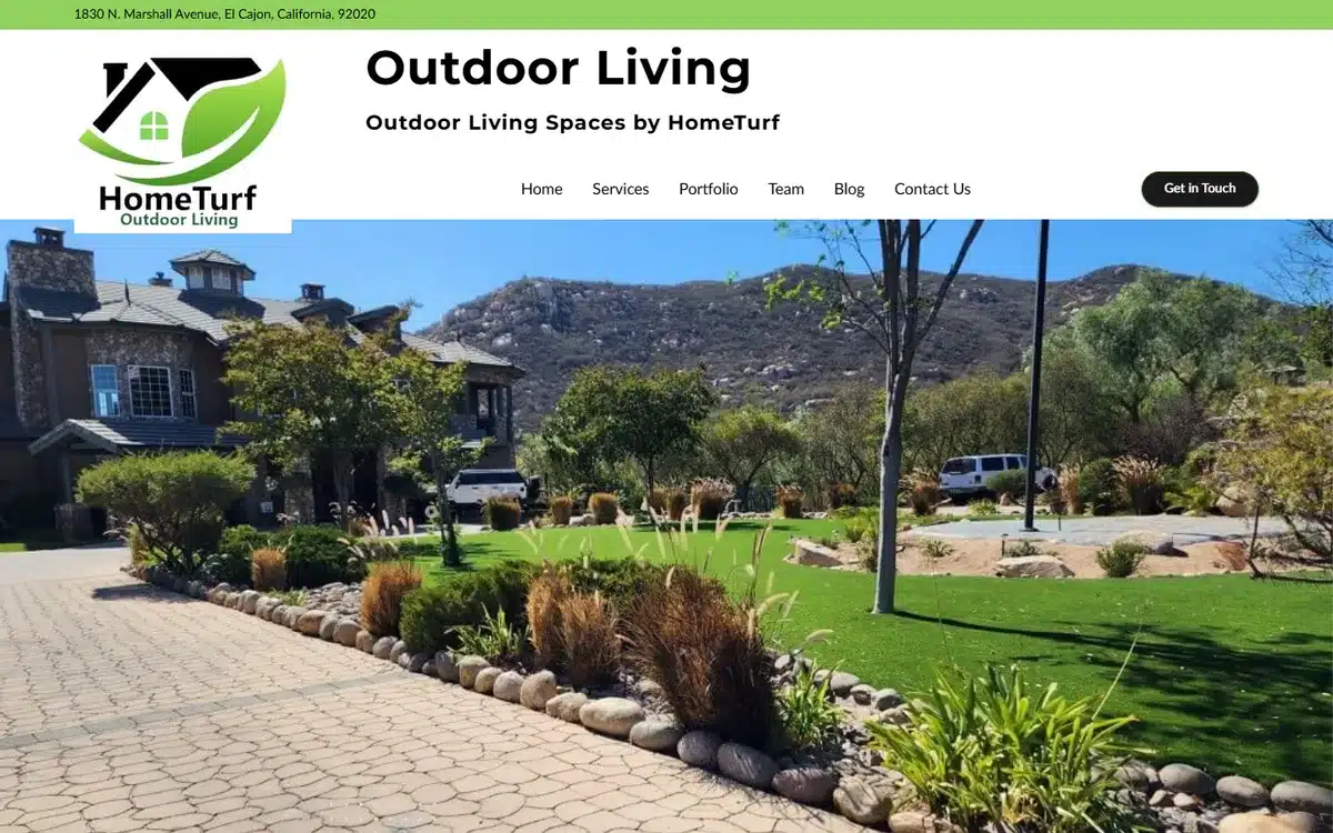HomeTurf Outdoor Living design-build landscaping website homepage