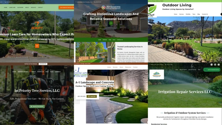 Six real landscaping business websites built with UENI