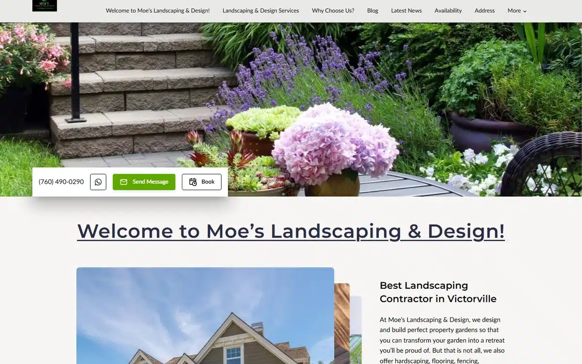 Moe's Landscaping Design design-build landscaping website homepage