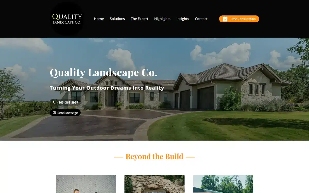 Quality Landscape design-build landscaping website homepage
