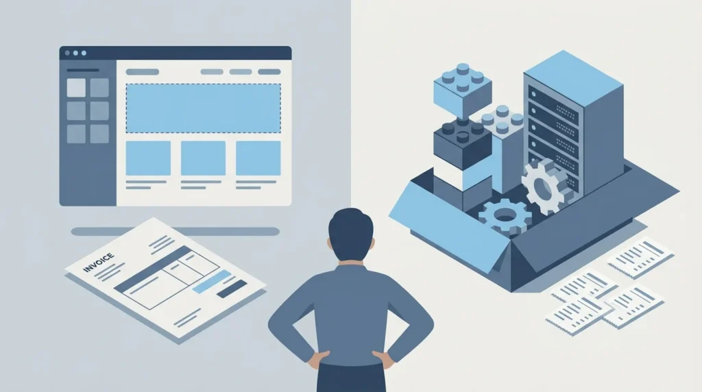 A small business owner deciding between a hosted website builder and a self-hosted toolkit