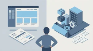 A small business owner deciding between a hosted website builder and a self-hosted toolkit